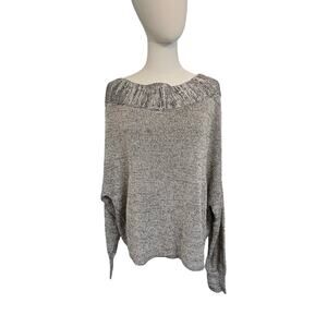 Free People Oversized Knit Sweater Medium Marled Linen Blend Boho Slouchy Top